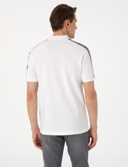 Koyu Gri Kol Detayl_ Slim Fit %100 Pamuk Apa_ Yaka Ti__rt