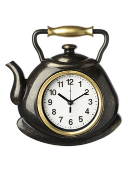 Часы настенные для кухни «Классика. Чайник», бесшумные, плавный ход, чёрные с золотом