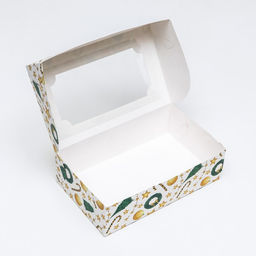 Цена за 2 шт. Коробка новогодняя складная с окном «Звезды и трости», 25×15×7 см