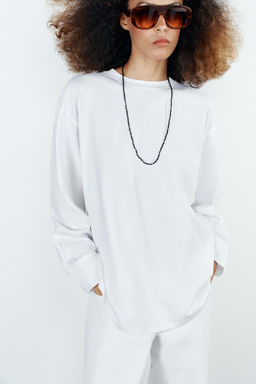 CAMISETA COMBINADA MANGA LARGA / Blanco - Zara фото 2