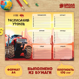 Цена за 20 шт. Расписание уроков Драйвовое приключение А4