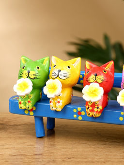 Сувенир «Котята на скамейке», 19×8×6 см, дерево, голубой