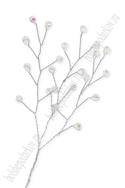 Веточка декоративная 14 см (3 шт) SF-7797, серебро/серебро №2