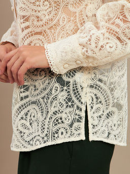 Блузка из кружевной ткани OD-977-1 молочный