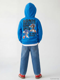 Sonic Bask?l? Erkek ?ocuk Fermuarl? Sweatshirt