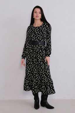 Платье чёрное с принтом длины миди - Martichelli фото 2