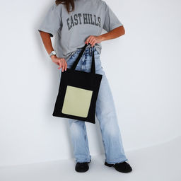 Сумка шопер NAZAMOK, карман кожзам, цвет черный, оливковый, 40*35 см  фото 3