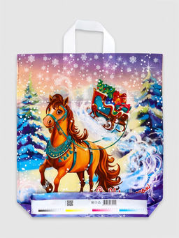 Цена за 25 шт. Пакет подарочный новогодний «Савраска», полиэтиленовый с петлевой ручкой, 42×38 см, 40 мкм