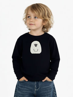 Лонгслив с аппликацией для мальчика 22-0233 черный