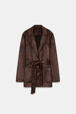 FAUX SUEDE JACKET WITH BELT - Zara фото 18