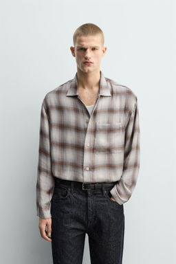 Рубашка CAMISA CUADROS BOLSILLO серый молочный