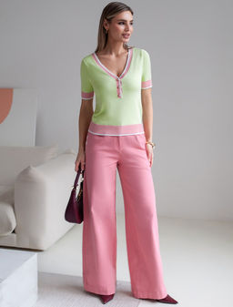 Джемпер с V-вырезом с коротким рукавом из вискозы