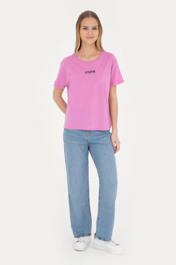 Женская фиолетовая футболка с круглым вырезом - U.s. polo assn фото 11