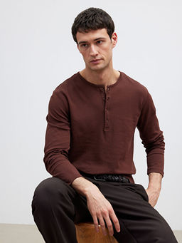 D??meli Bisiklet Yaka Yaka Uzun Kollu Erkek Ti??rt