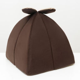 Домик-вигвам с ушками и шариком, 40 х 40 х 37 см, мебельная ткань, коричневый - Пижон фото 4