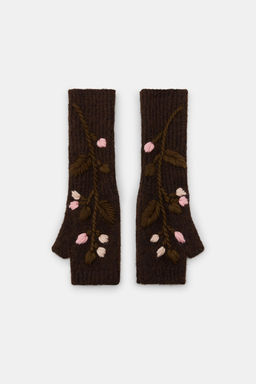 KNIT MITTENS WITH FLORAL EMBROIDERY - Zara фото 3