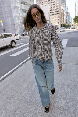 CHECK SHIRT WITH PETER PAN COLLAR - Zara фото 11