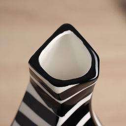 Ваза для цветов «Пикассо», ручная роспись, галочки, 26×11.5 см, керамика, чёрно-белая