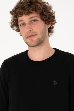 Erkek Slim Fit Bisiklet Yaka Siyah Basic Kazak - U.s. polo assn фото 2