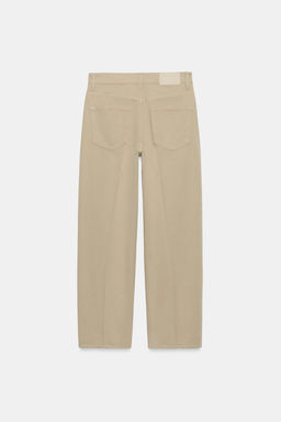 PANTAL?N BARREL RAYA PLANCHADA / Camel claro - Zara фото 8