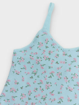 Майка для девочек голубая с цветочным принтом - Mark formelle фото 3