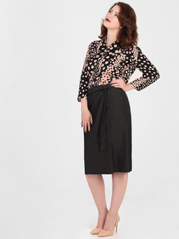 Юбка на пуговицах с поясом - Almond фото 4