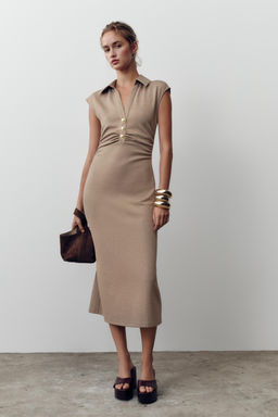 MIDI POLO COLLAR DRESS - Zara фото 9