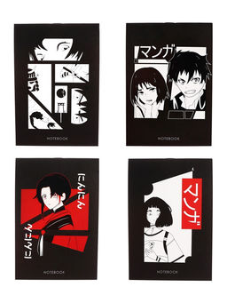 Цена за 20 шт. Блокнот А6, 24 листа в клетку на скрепке Анимэ, обложка мелованный картон, блок офсет, МИКС