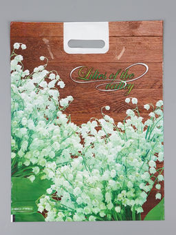 Цена за 25 шт. Пакет "Ландыш, полиэтиленовый с вырубной ручкой 38х47 см, 60 мкм