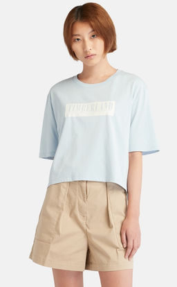 Футболка Timberland TFO T-Shirt Seasonal Logo Cropped Relaxed голубая