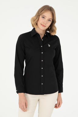 Рубашка женская U.S. Polo Assn. черная хлопок с эластаном  фото 8