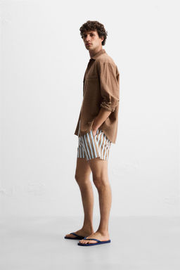 STRIPED MID-LENGTH SWIMMING TRUNKS - Zara фото 5