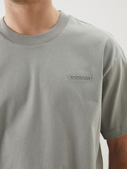 Bisiklet Yaka Bask?l? Penye Erkek Ti??rt