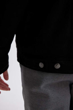 Приталенная куртка с рубашечным воротником Замшевое пальто - Defacto фото 8