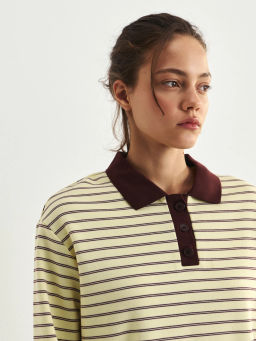 Поло с длинным рукавом в полоску ZR2609033407-136 / ZARINA  фото 7