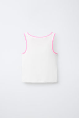 CAMISETA MANGA SISA ESTAMPADO / Rosa / Blanco