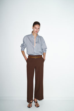 TROUSERS WITH TURN-UP CUFFS AND BELT - Zara фото 8