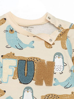 Bisiklet Yaka Bask?l? Erkek Bebek Tulum - Waikiki фото 3