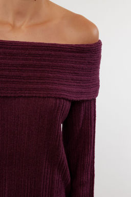 Ekru Yumusak Dokulu Carmen Yaka Triko Kazak TWOAW25KZ00076 - Trendyolmilla фото 10