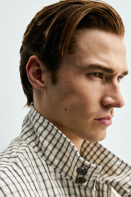 CAZADORA CROPPED FIT CUADROS TEXTURA / Crudo / Negro - Zara фото 7