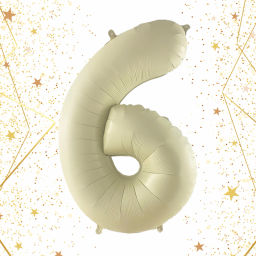 Шар фольгированный 32/81см "Цифра "6" (молочный)