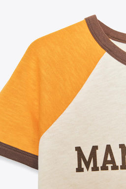 SLOGAN T-SHIRT WITH RIBBED TRIM - Zara фото 8