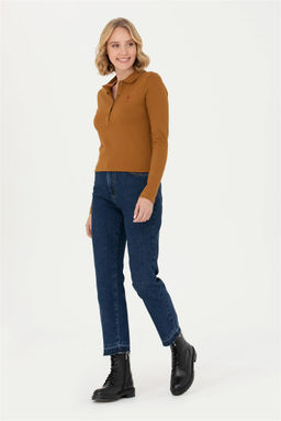 Женская базовая толстовка с воротником поло кокосового цвета Неожиданная скидка в корзине - U.s. polo assn фото 4