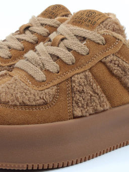 04-P133-2C BROWN Кроссовки демисезонные женские (натуральная замша, байка)