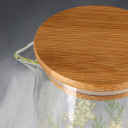 Кувшин стеклянный с бамбуковой крышкой Дорого внимание «Нежная мимоза», 1000 мл