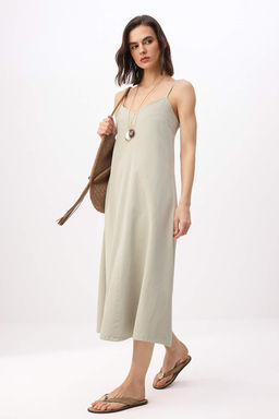 Mint Duz Midi Denim Elbise TWOSS25EL00859