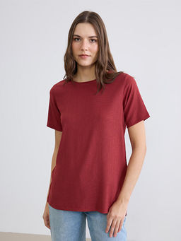 Bisiklet Yaka Fitilli Kad?n Ti??rt