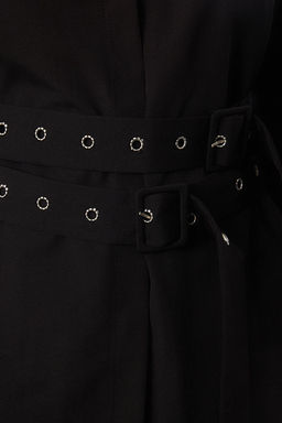 TRENDYOLMILLA Siyah Belde Kemer Detayl? Oversize Genis Kal?p Dokuma Gomlek TWOAW25GO00025  фото 4