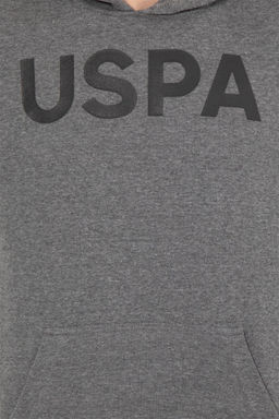 Мужская толстовка с капюшоном цвета антрацит меланж базовая - U.s. polo assn фото 12