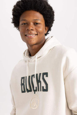 DeFactoFit Толстовка оверсайз с капюшоном и капюшоном NBA Milwaukee Bucks  фото 8